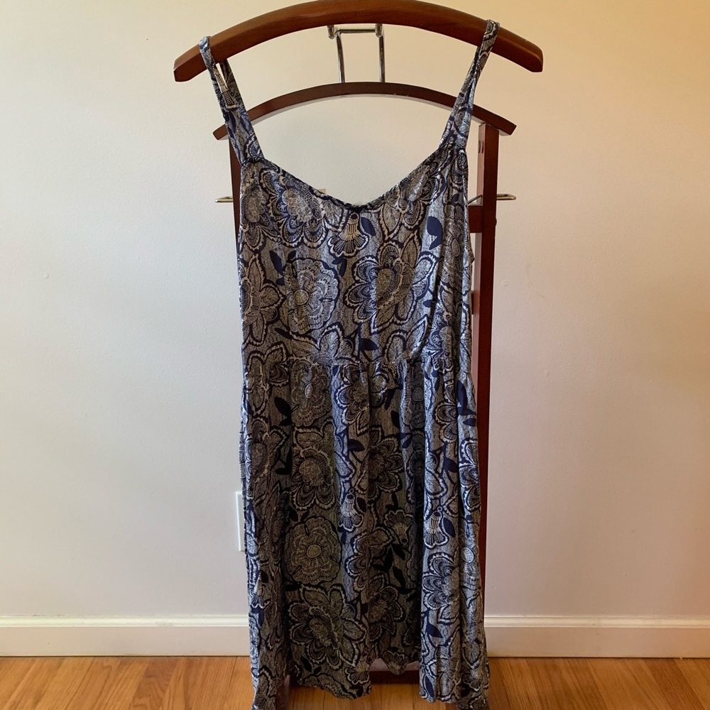 Blue and White Floral Print Dress